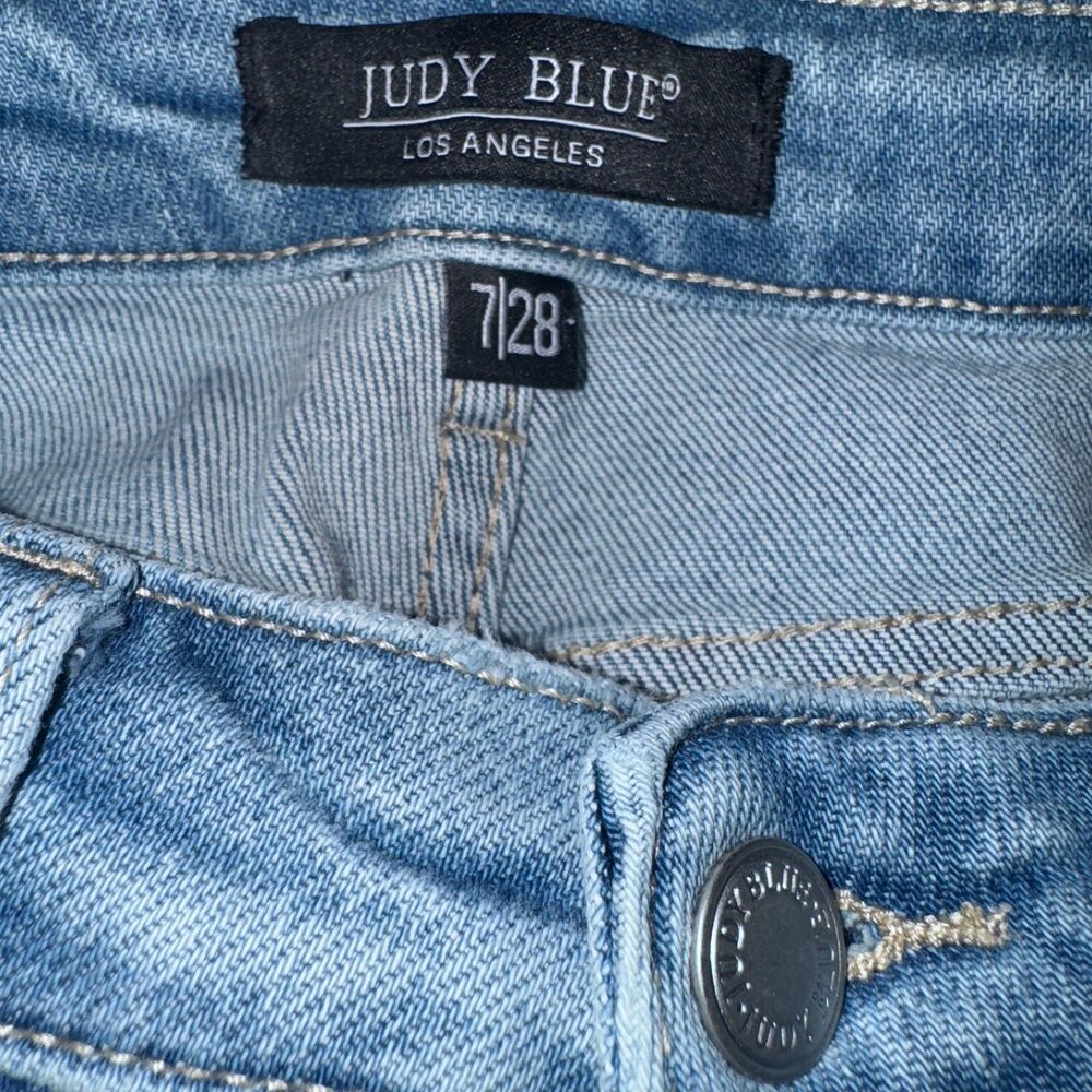 Judy Blue Jeans Womens 28 Boyfriend Mid Rise Light Wash Distressed Stretch Denim - Picture 6 of 6
